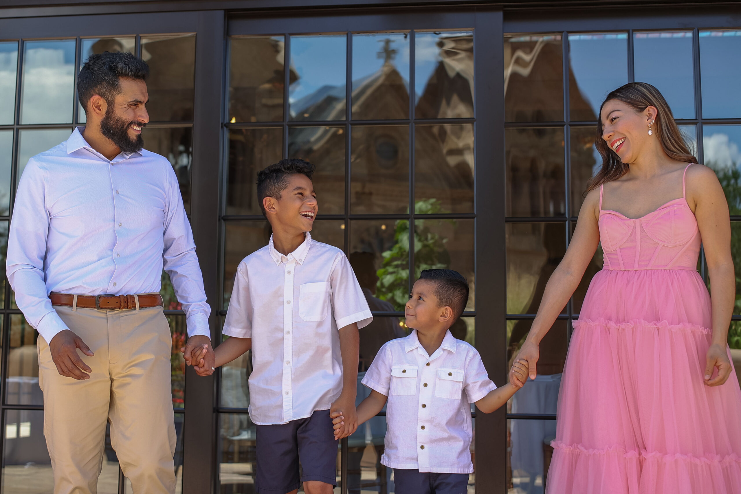 Family all holding hands