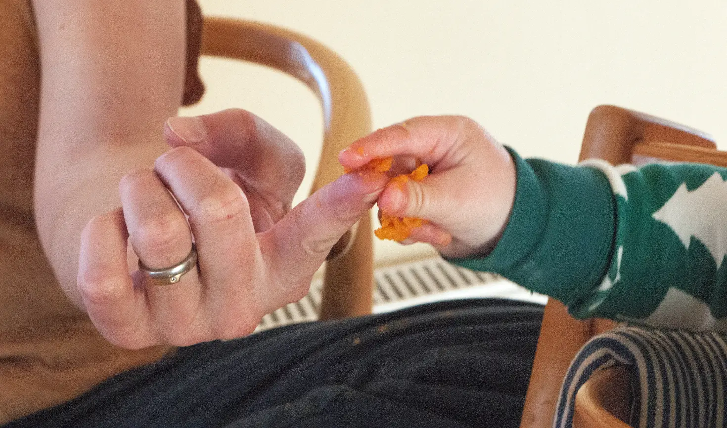 1. MotherSquashBaby_Walters.2025 Sharing winter squash with baby.