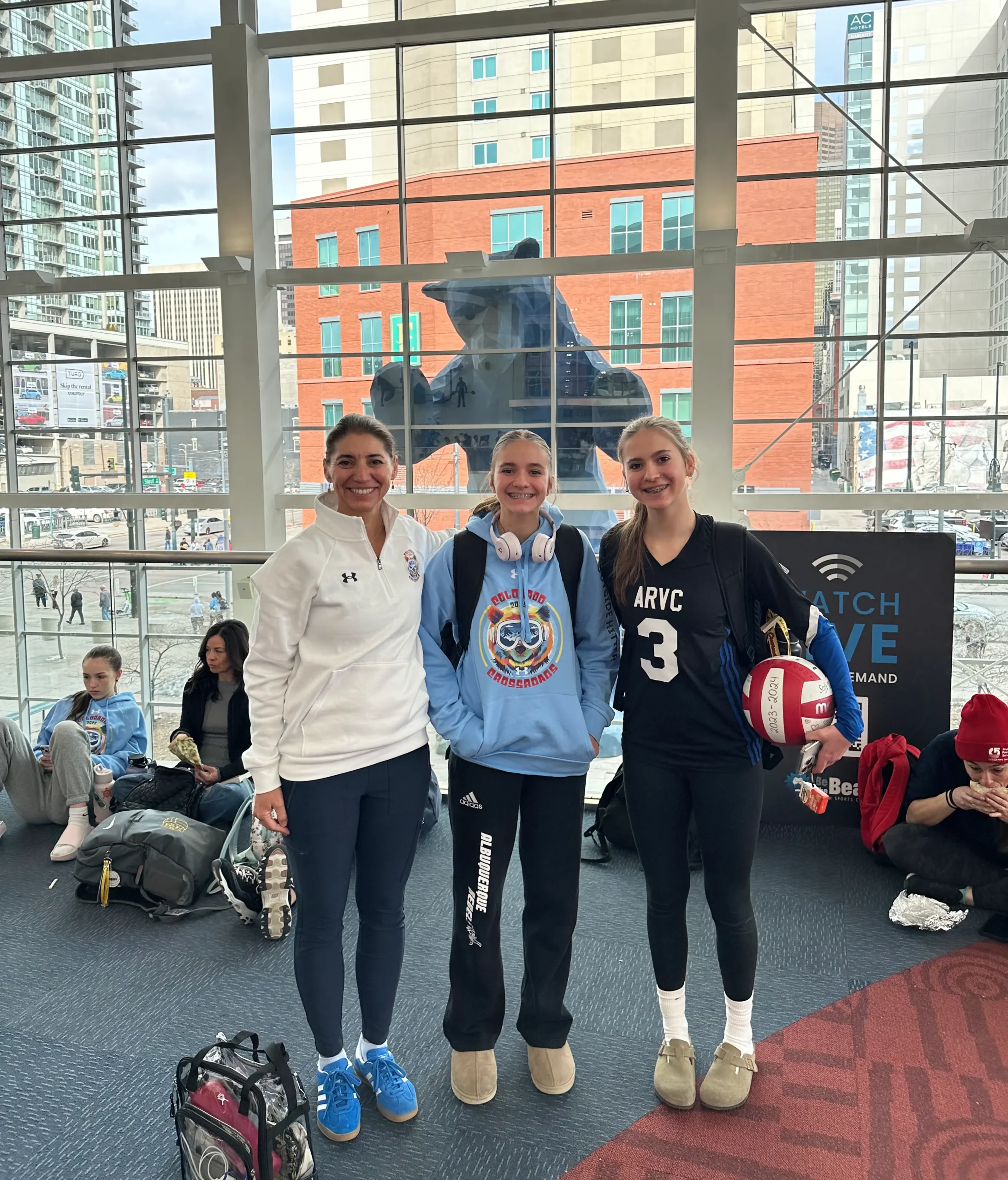 Courtesy photo : Pamela and her daughters at Denver volleyball tournament.
