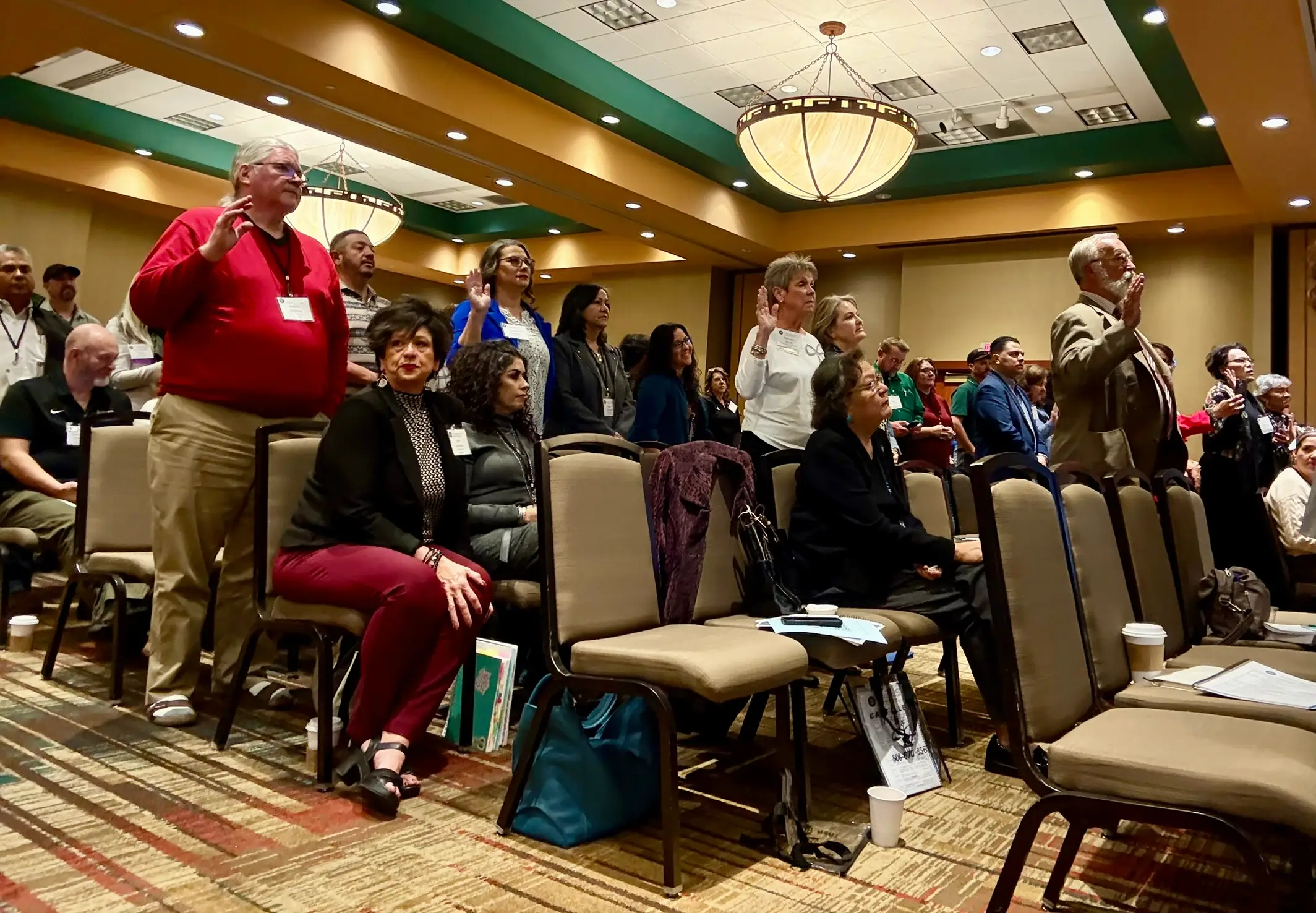 IMG_4151 Newly elected New Mexico school board members take the oath of office on Dec. 5.