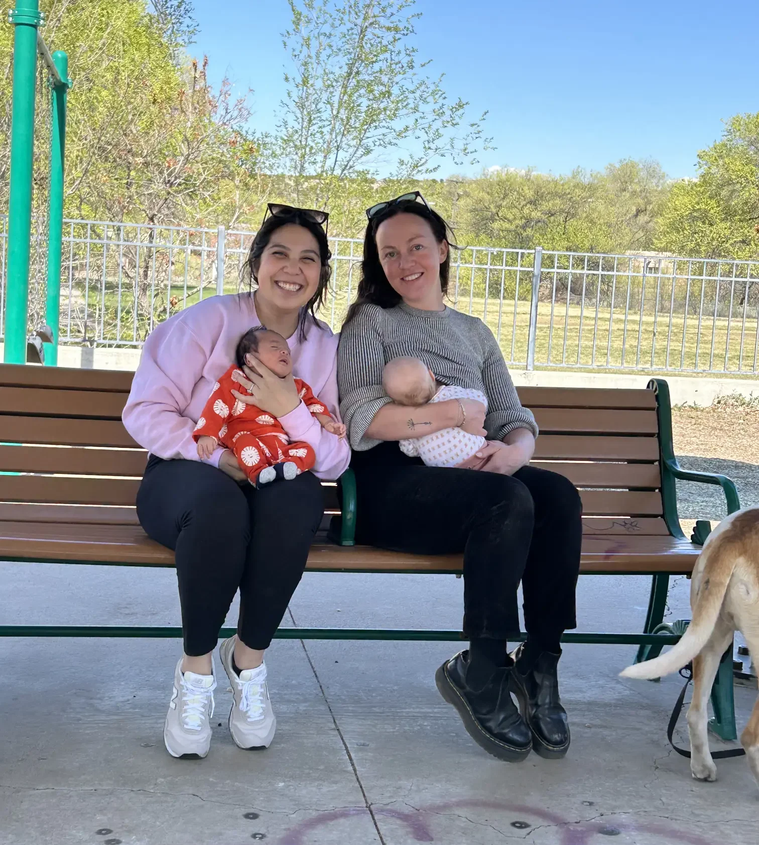 Meghan, founder of Santa Fam, and Liz H. at the first Coffee & Crying with their infants.